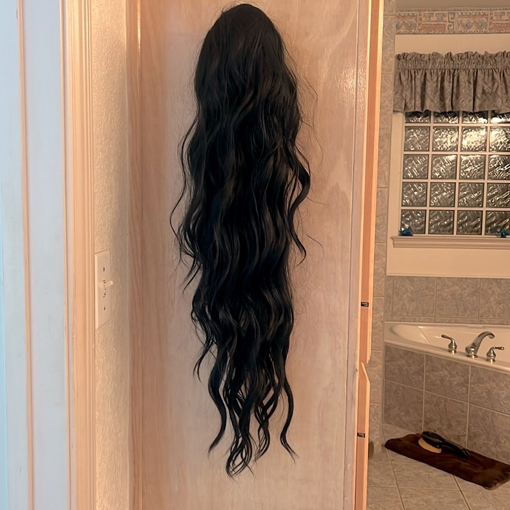 26” black tie closure ponytail attachment